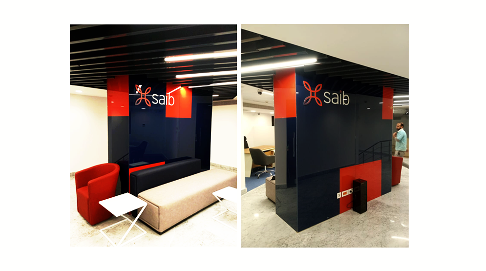 Internal branding- Branding - Saib bank-3m materiales-printing solution- clearview-transvinyl 3